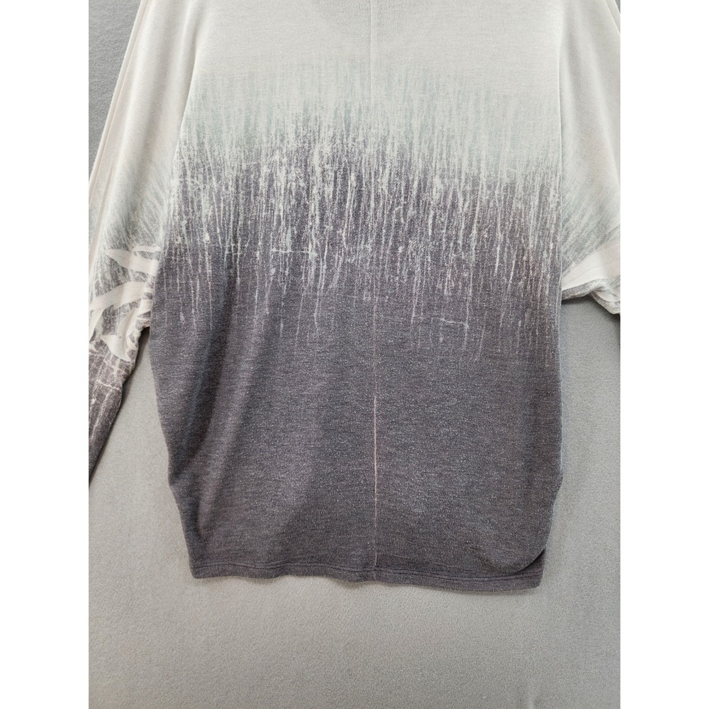 Enti Women Ombre Knit Sweater Gray White V-Neck Batwing Sleeve Boho Top Small - Picture 10 of 14